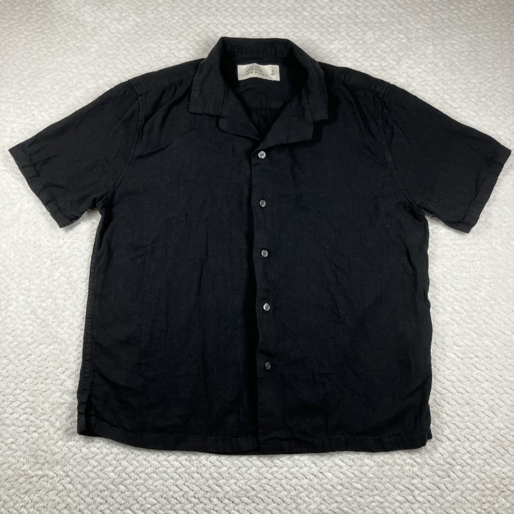 Abercrombie & Fitch Womens Oversized Summer Linen Blend Button Shirt Small Black